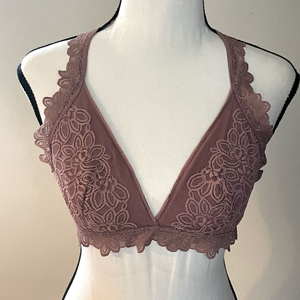 Nwot! Aerie, Light Mauve, Padded, Racerback, Lace Bralette. Size Medium.